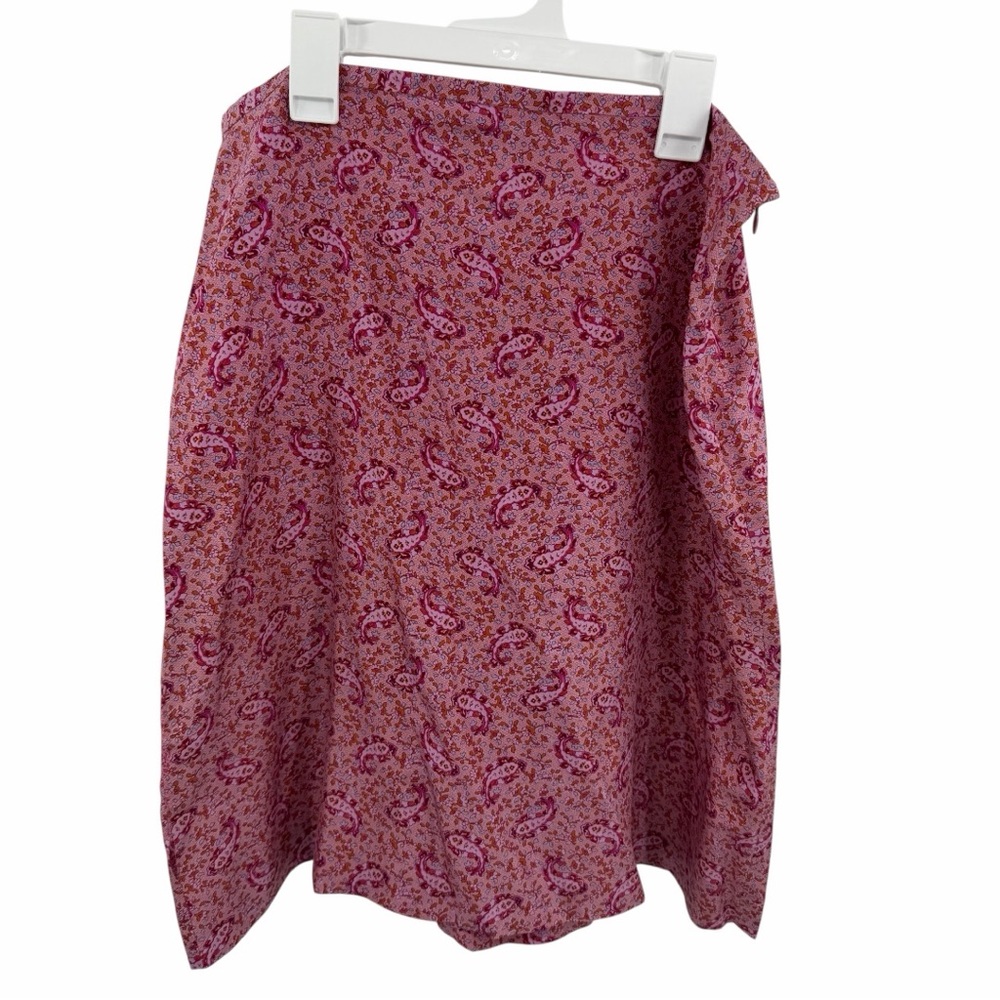 J.Crew 100% Silk Pink Paisley Floral Knee Length Skirt Size 12‎